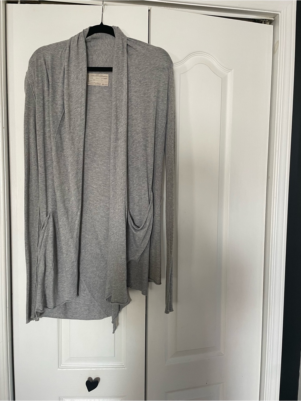 All Saints Light Gray Open-Front Draped Cardigan